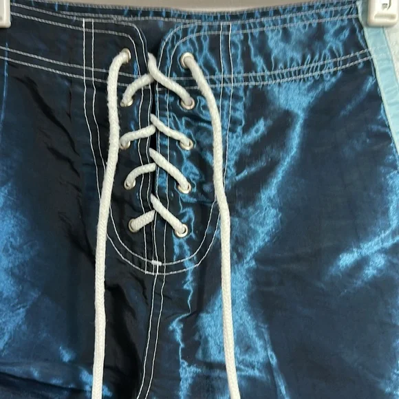 Surf Waves Blue Lace-Up Shorts with White Stripes size 11 - Picture 2 of 5